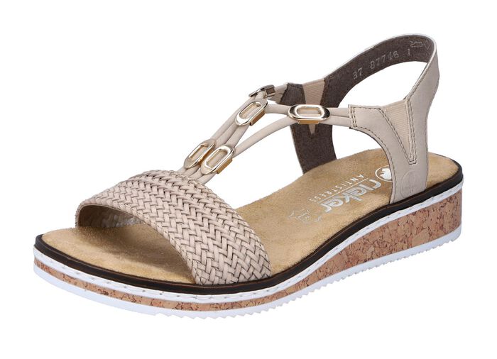 Rieker Sandale mit Flechtung und Metallschmuck 